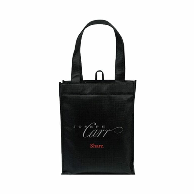 black 6 bottle wine tote bag with joseph carr brand name